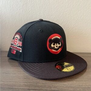 New Era Chicago Cubs Fitted Hat 7 1/8 Black Brown Tan UV 1990 ASG Patch 59FIFTY